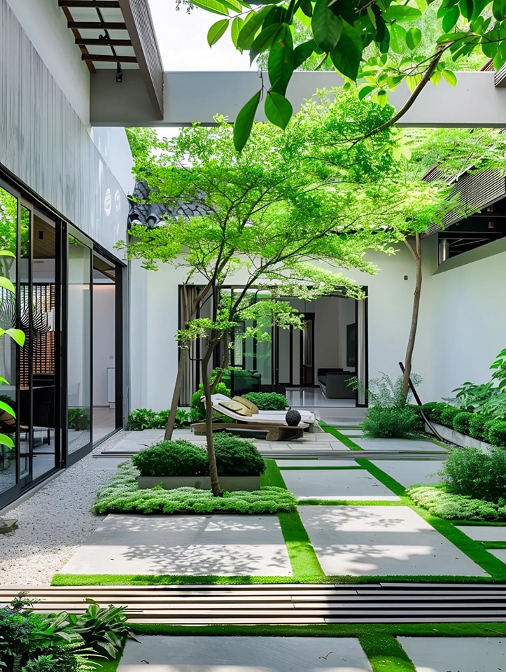 Sân vườn hiện đại sau nhà - zion's
